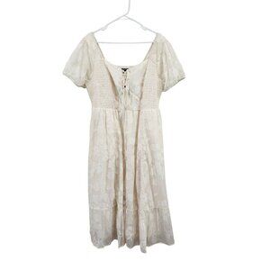 Torrid Women's Cotton Blend Floral Lace Up Smocked Midi Dress Cottagecore- 1X